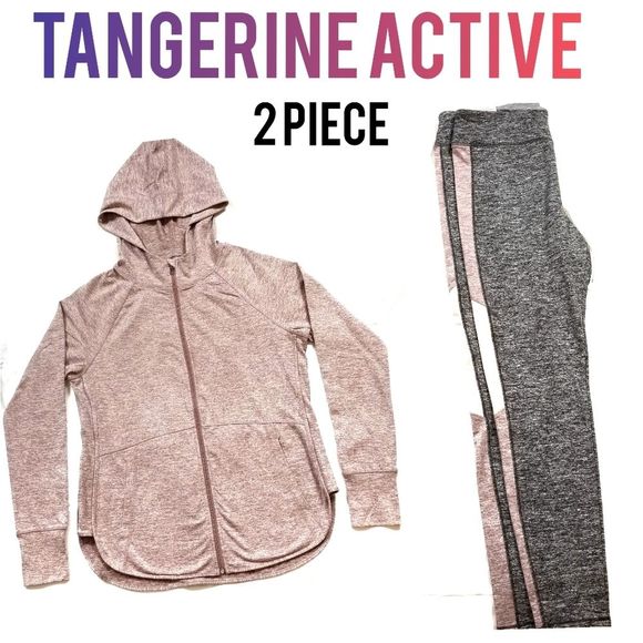 2 Piece Active Set Leggings Jacket Workout Yoga - Picture 1 of 8